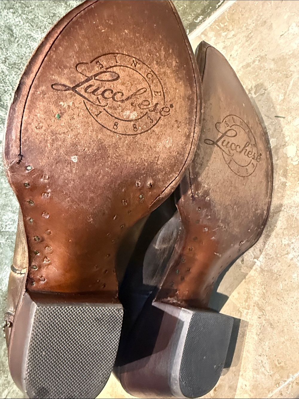 LUCCHESE WOMEN”S Western Embroidered Floral Leather Cowboy Boots - Brown SZ 8. - Picture 6 of 11